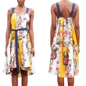 Katharine Kidd Lalita Yellow & Navy Flowy Floral Dress